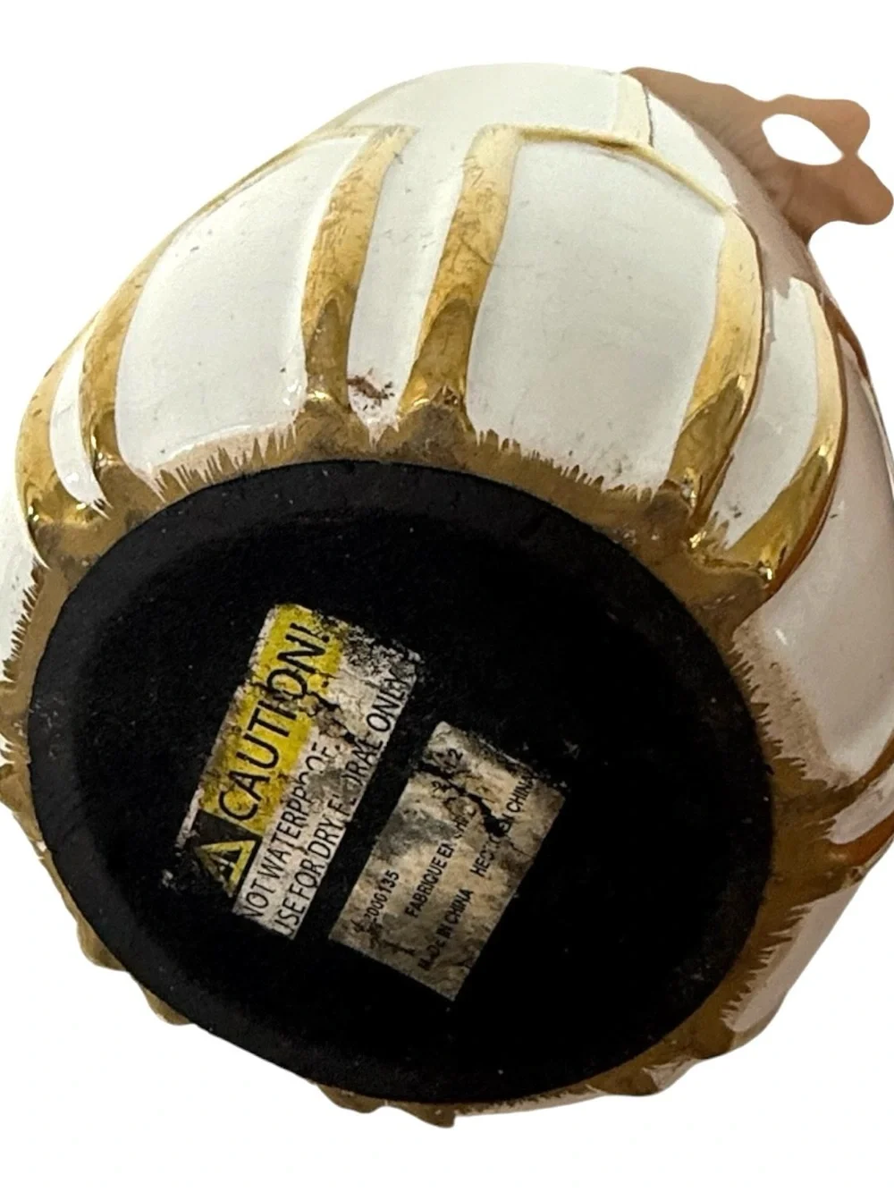 White and Gold Ceramic Decorative Vase - Brand Unspecified